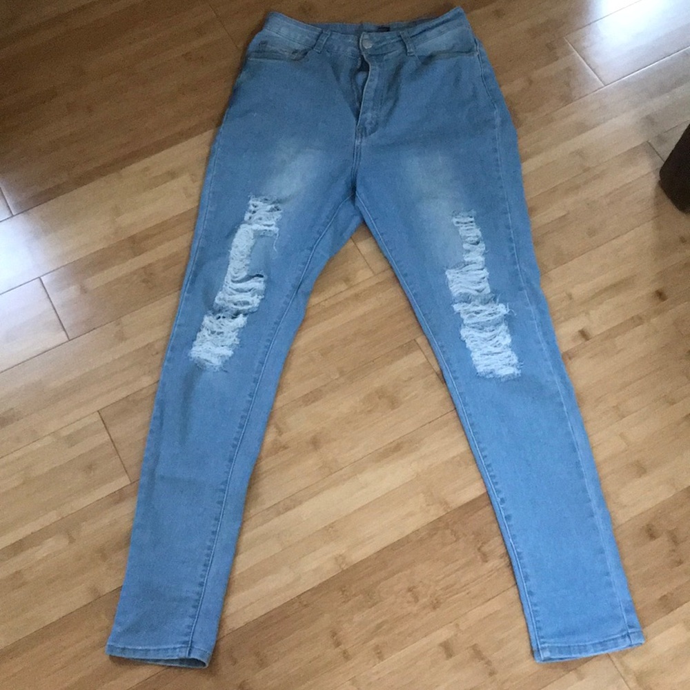 Fashion Nova Light Wash Ripped Jeans